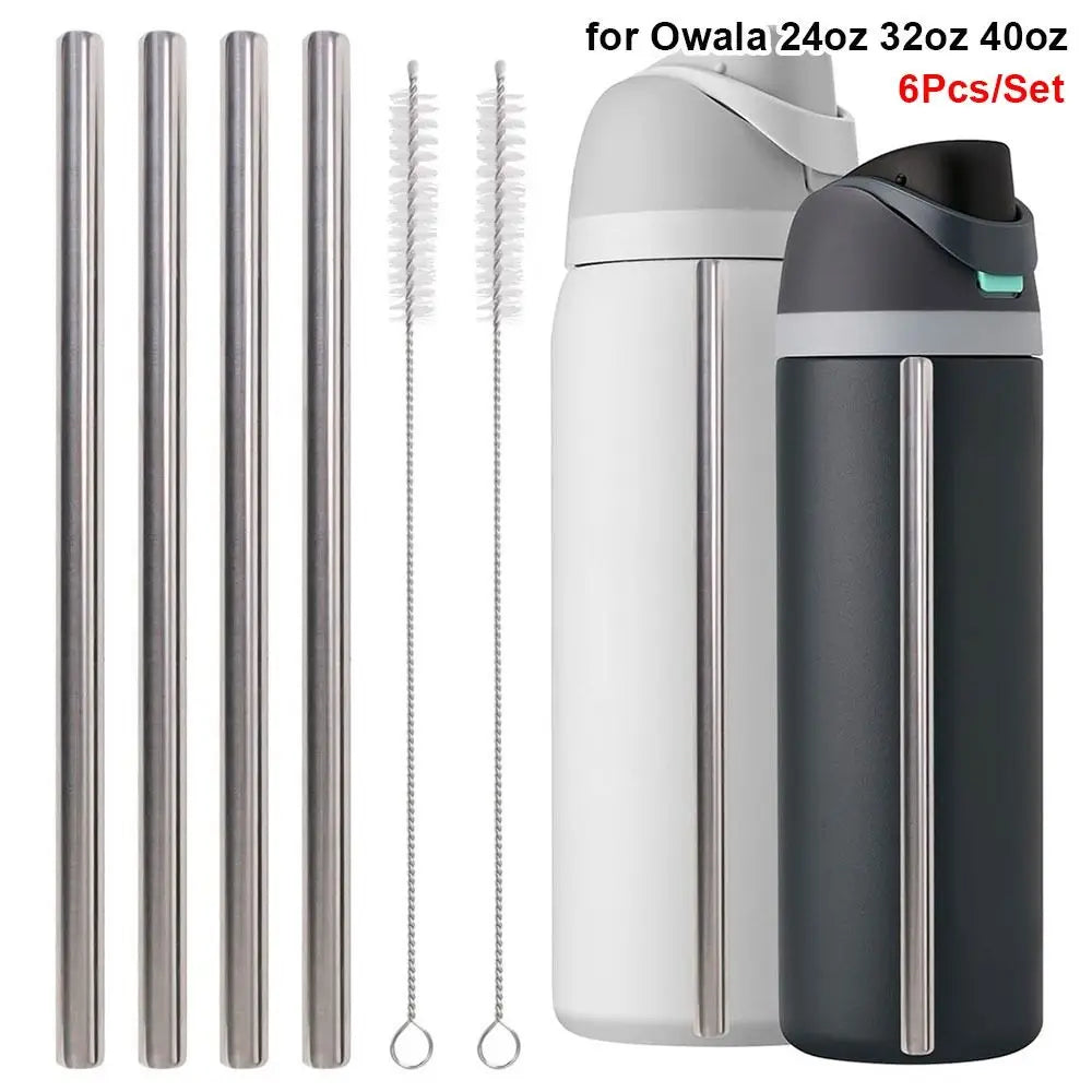 Stainless Steel Reusable Straws 6-Piece Set with Brushes Reusable Straws Axl