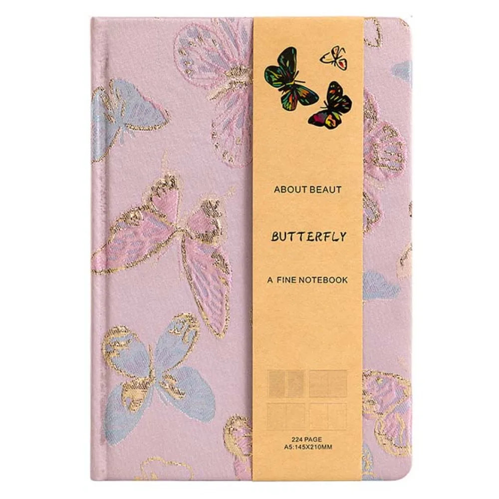 Embroidered Flower PU Leather Journal A5 Weekly Agenda Notepad Embroidered Leather Journal Axl Pink