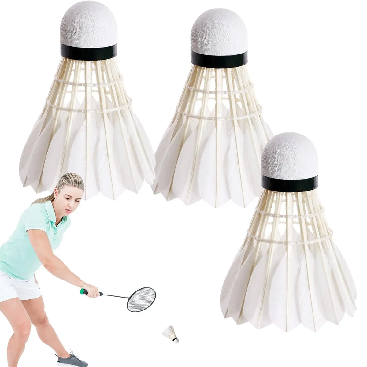 3-Pack Duck Feather Badminton Shuttlecocks – Training Birdies Badminton Shuttlecock Axl