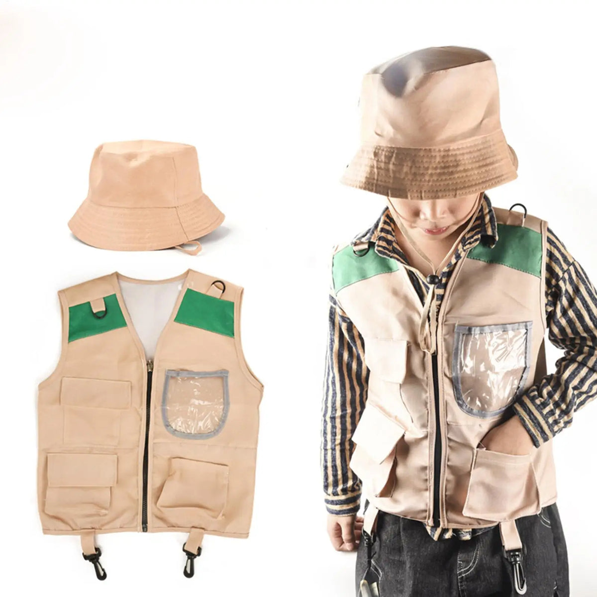 Kids Explorer Hat & Vest Set – Safari Adventure Costume Kit Kids Costume Set Axl