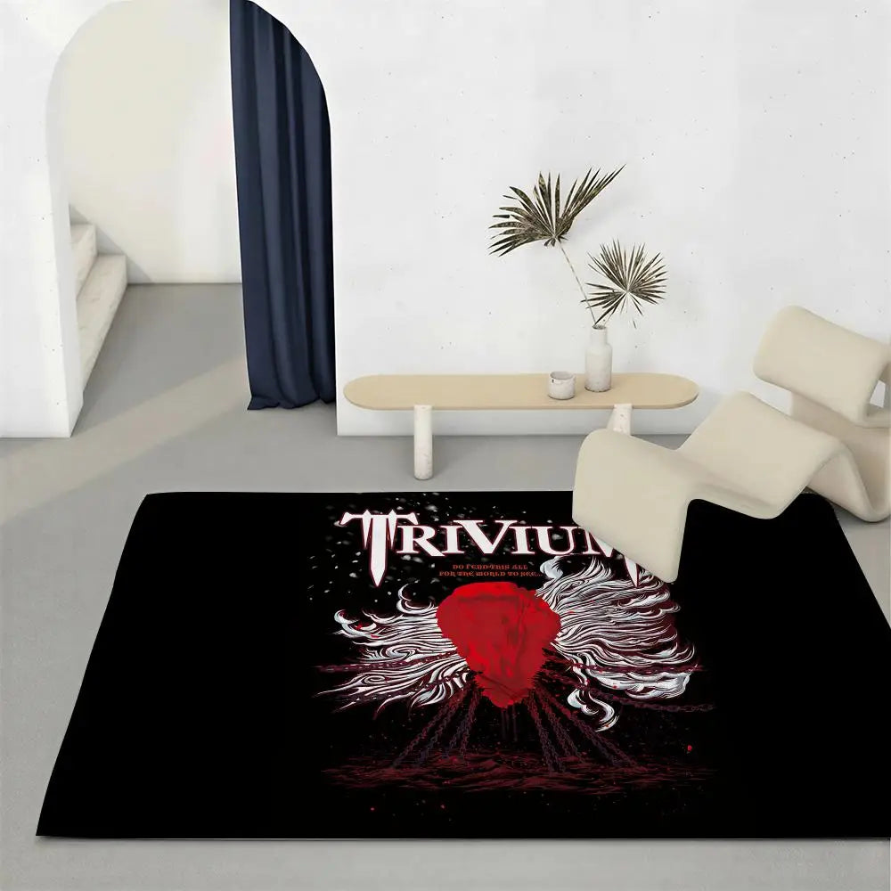 Trivium Band Flannel Floor Mat – Non-Slip Soft Indoor Rug Flannel Floor Mat Axl White3 120x160cm
