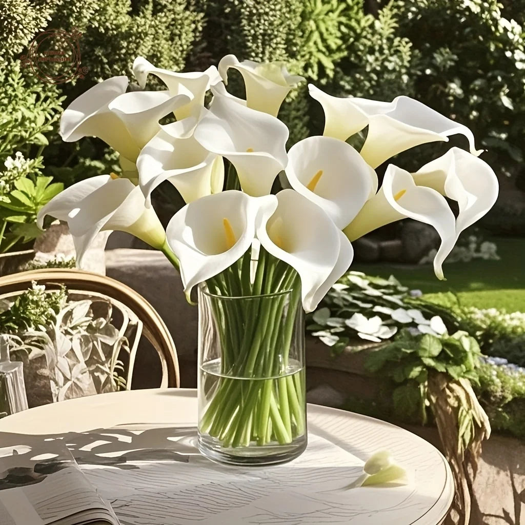 13pc PU Real Touch Artificial Calla Lily Bouquet – Wedding Decor Artificial Flower Bouquet Axl