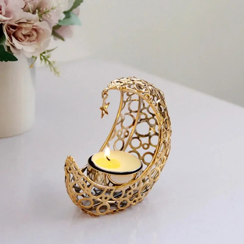 Ramadan Moon Metal Candle Holder – Eid Mubarak Home Decor Metal Candle Holder Axl
