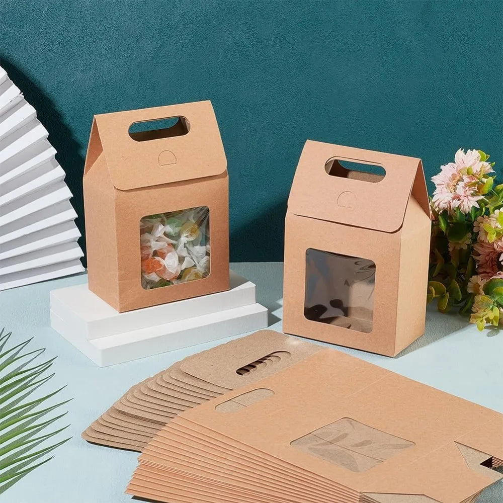 Kraft Paper Treat Boxes with Clear Window – 24 Pack Gift Boxes Treat Gift Boxes Axl