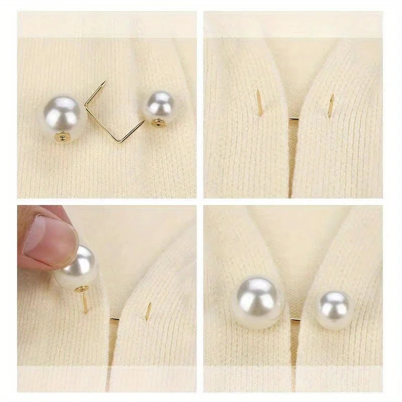 Pearl Brooch Safety Pins – Waist, Collar & Scarf Clips Pearl Brooch Pin Axl