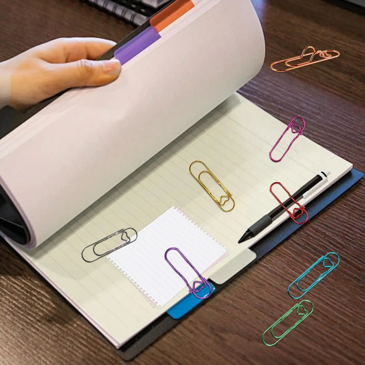 8-Pack Heart Shaped Metal Paperclips – Pen & Paper Holder Clips Metal Paperclips Set Axl