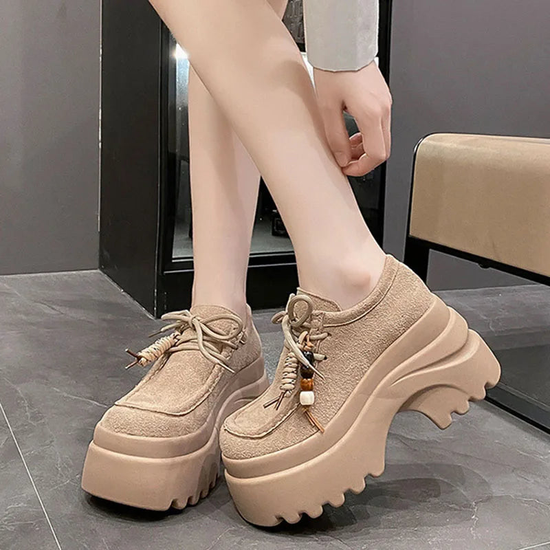 Women's Beaded Lace-Up Platform Pumps | Square Heel Shoes Platform Pumps Axl