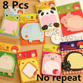 8-Pc Cartoon Animal Sticky Notes Bookmark Set | Memo Pads Sticky Note Bookmarks Axl 8 random colors