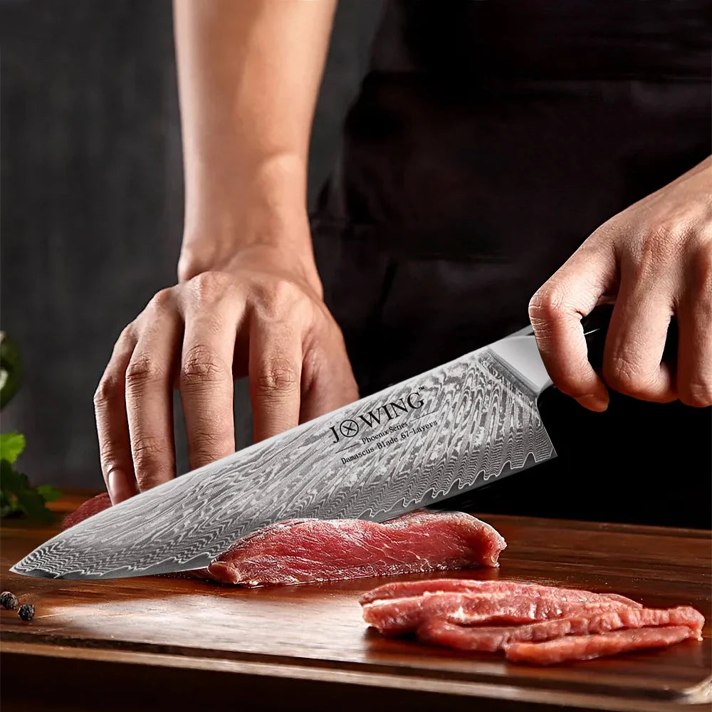 67-Layer Damascus Steel Chef Knife – Japanese Style Kitchen Knife Damascus Chef Knife Axl