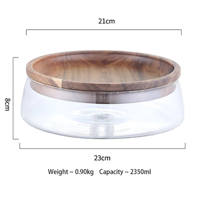 Glass Food Storage Container with Acacia Wood Lid – 2350ml Glass Storage Container Axl