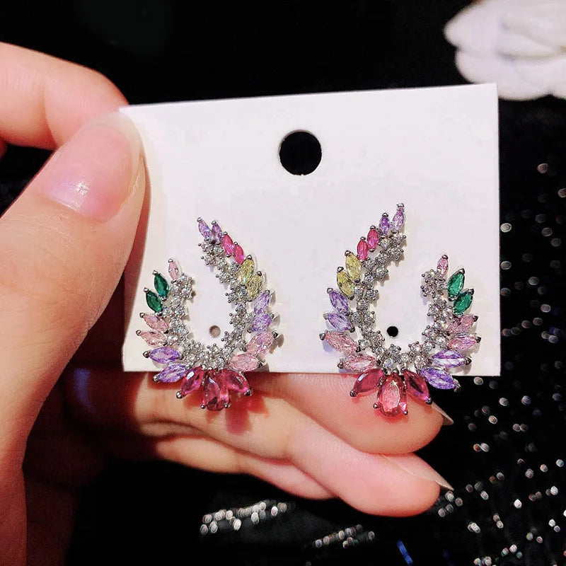 Huitan CZ Stud Earrings – Elegant Cubic Zirconia Wedding Jewelry CZ Stud Earrings Axl E5595
