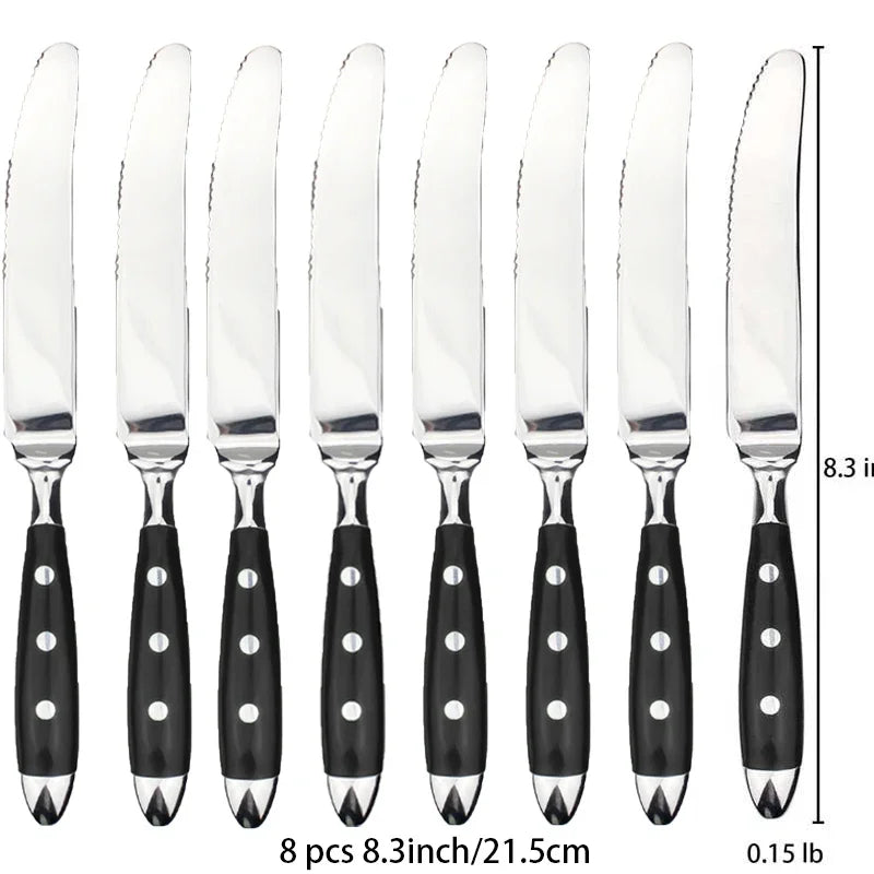 Western Stainless Steel Cutlery Set – Knives, Forks & Spoons Cutlery Flatware Set Axl 8 Pc Table knife