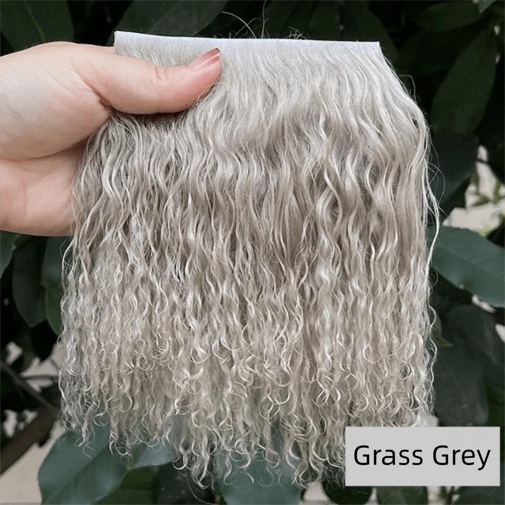 Curly Mohair Hair Wefts for BJD OB11 Blythe & Reborn Dolls Doll Hair Wefts Axl Grass Grey