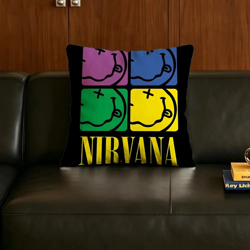 Nirvana Grunge Linen Cushion Cover | Sofa & Bedroom Decor Decorative Cushion Cover Axl