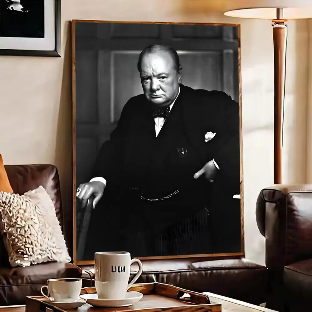 Winston Churchill Frameless Canvas Wall Art Poster | Home Décor Canvas Wall Art Axl