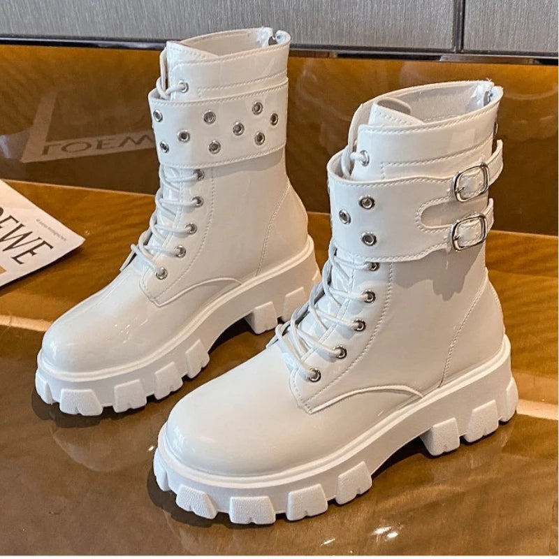 Women's Ankle Boots – Rear Zip, Belt Buckle & Wedge Heel Women's Ankle Boots Axl