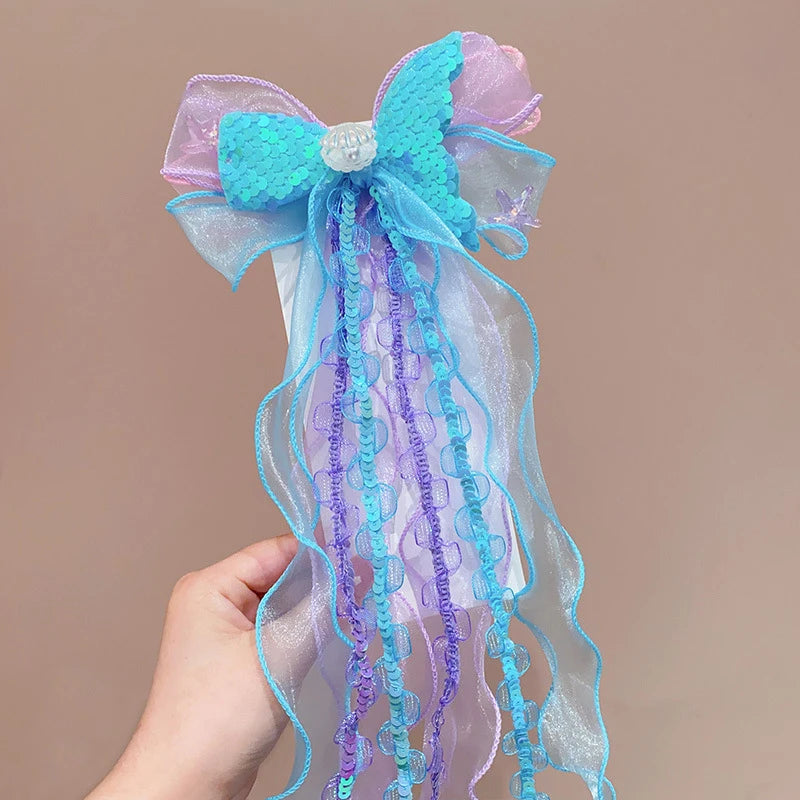 Mermaid Princess Bow Hair Clip – Girls Braided Hair Accessory Hair Clip Accessory Axl N11