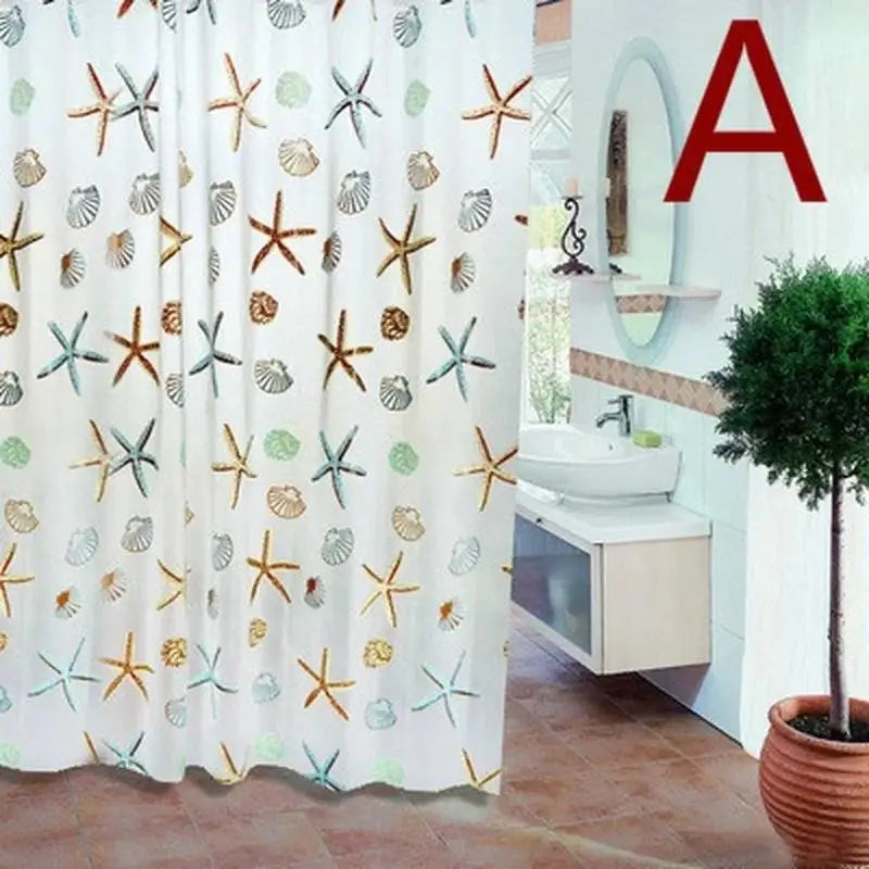 Waterproof Shower Curtain Set 180×200cm + 12 Hooks | PEVA Shower Curtain Set Axl 200*180cm A