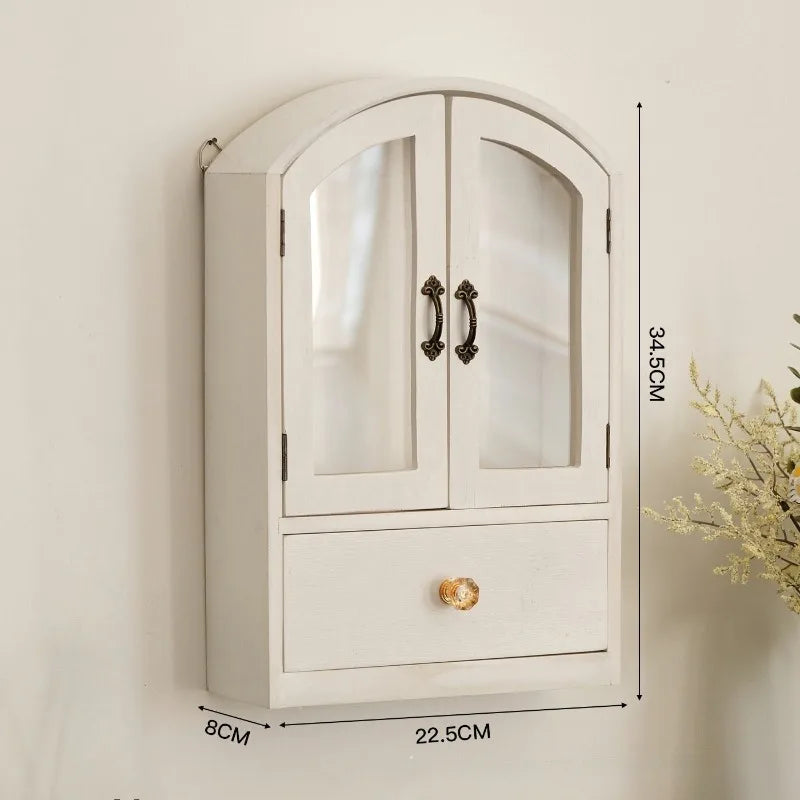 Wall Mounted Wooden Storage Cabinet & Drawer Organizer Shelf Wall Storage Cabinet Axl White