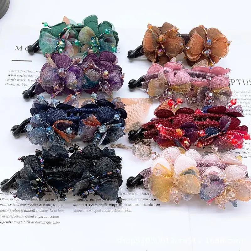 Non-Slip Floral Banana Hair Clip – Vintage Rose Barrette Hair Clip Barrette Axl