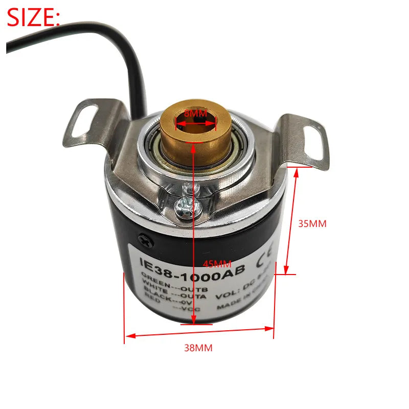 IE38 Hollow Shaft Incremental Rotary Encoder 12-24V 100-1000PPR Rotary Encoder Sensor Axl