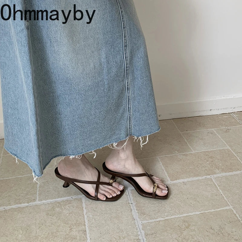 Women's High Heel Clip Toe Gladiator Sandals | Summer Slippers High Heel Sandals Axl