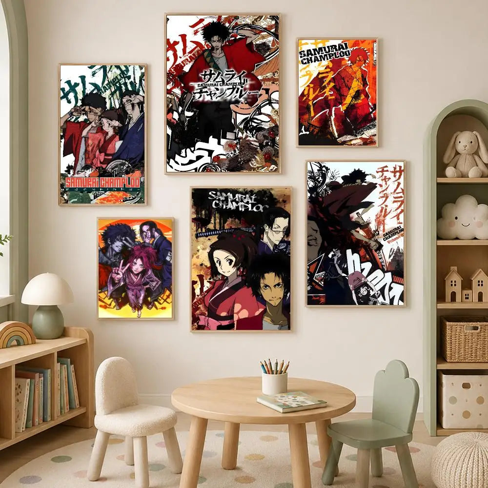 Samurai Champloo Anime Poster – Self-Stick HD Waterproof Wall Art Anime Wall Poster Axl