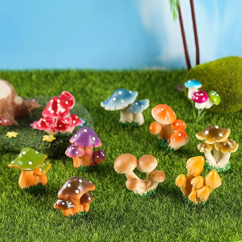 Resin Mushroom Figurines – Mini Garden Bonsai Fairy Decor Garden Figurine Axl