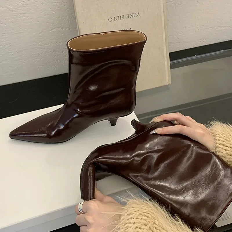 Women's Pointed Toe Ankle Boots – Elegant Thin Heel Dress Pumps Ankle Boots Axl