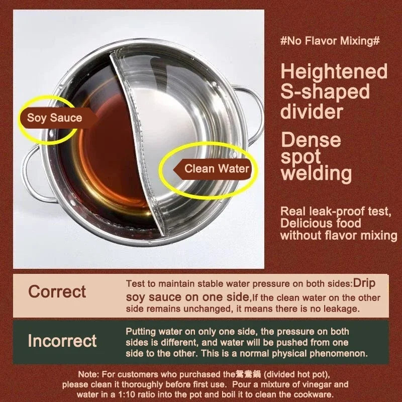 28cm Stainless Steel Divided Double Hot Pot – Gas & Induction Divided Hot Pot Axl