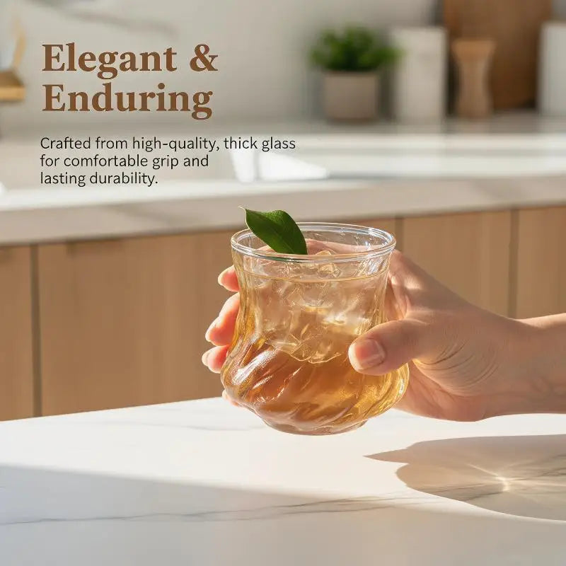 Bamboo Shape Glass Cup – Large Capacity Clear Drinking Mug Glass Drinking Cup Axl