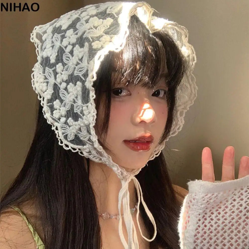 Vintage Boho Triangle Lace Hair Scarf Headband – Women & Girls Lace Hair Headband Axl