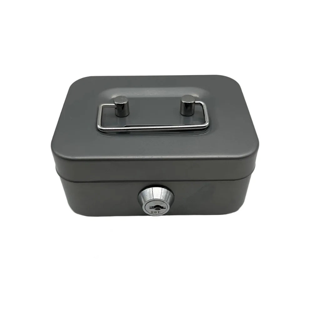 Small Metal Cash Box Key Lock & Handle – Kids Money Organizer Lockable Cash Box Axl
