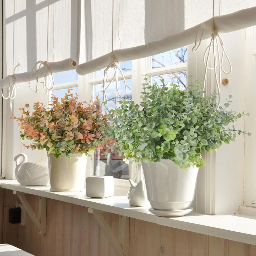 Artificial Eucalyptus Branches Faux Green Leaves Decor 2/4 Pcs Artificial Plant Decor Axl