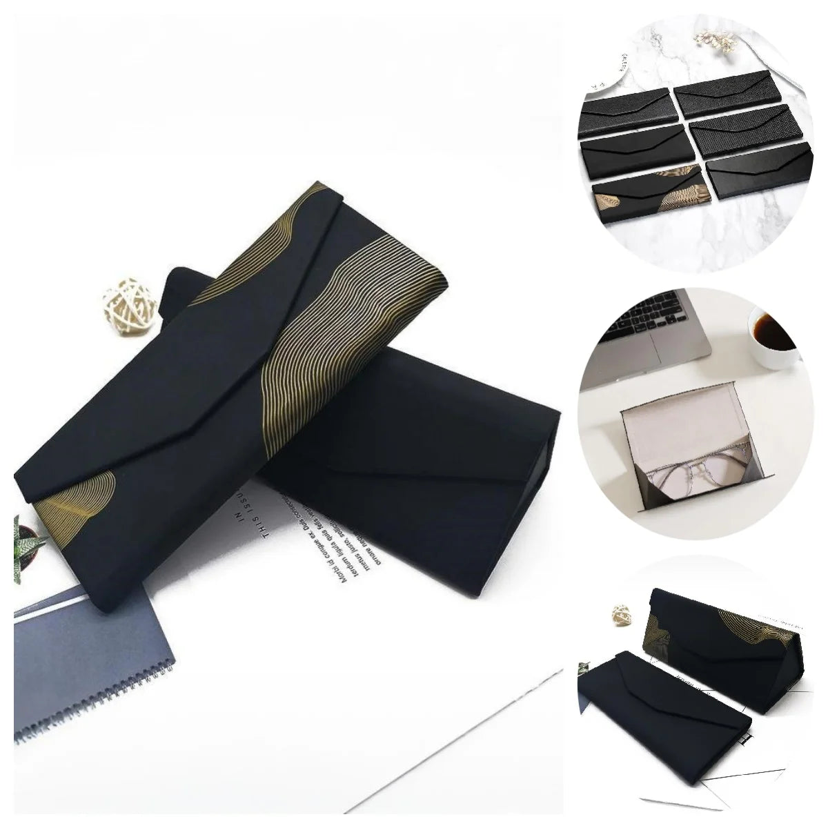 Foldable Triangle Eyeglass Case – Waterproof PU Leather Eyeglass Case Axl
