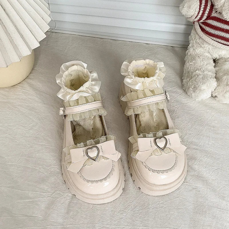 YBQJOO JK Mary Jane Platform Pumps – Lolita Loafer Shoes Platform Mary Janes Axl Creamy-white 39