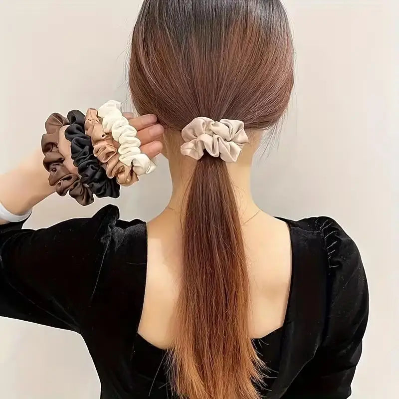 4-Pack Vintage Silk Scrunchies – High Elasticity Hair Ties Silk Hair Scrunchies Axl
