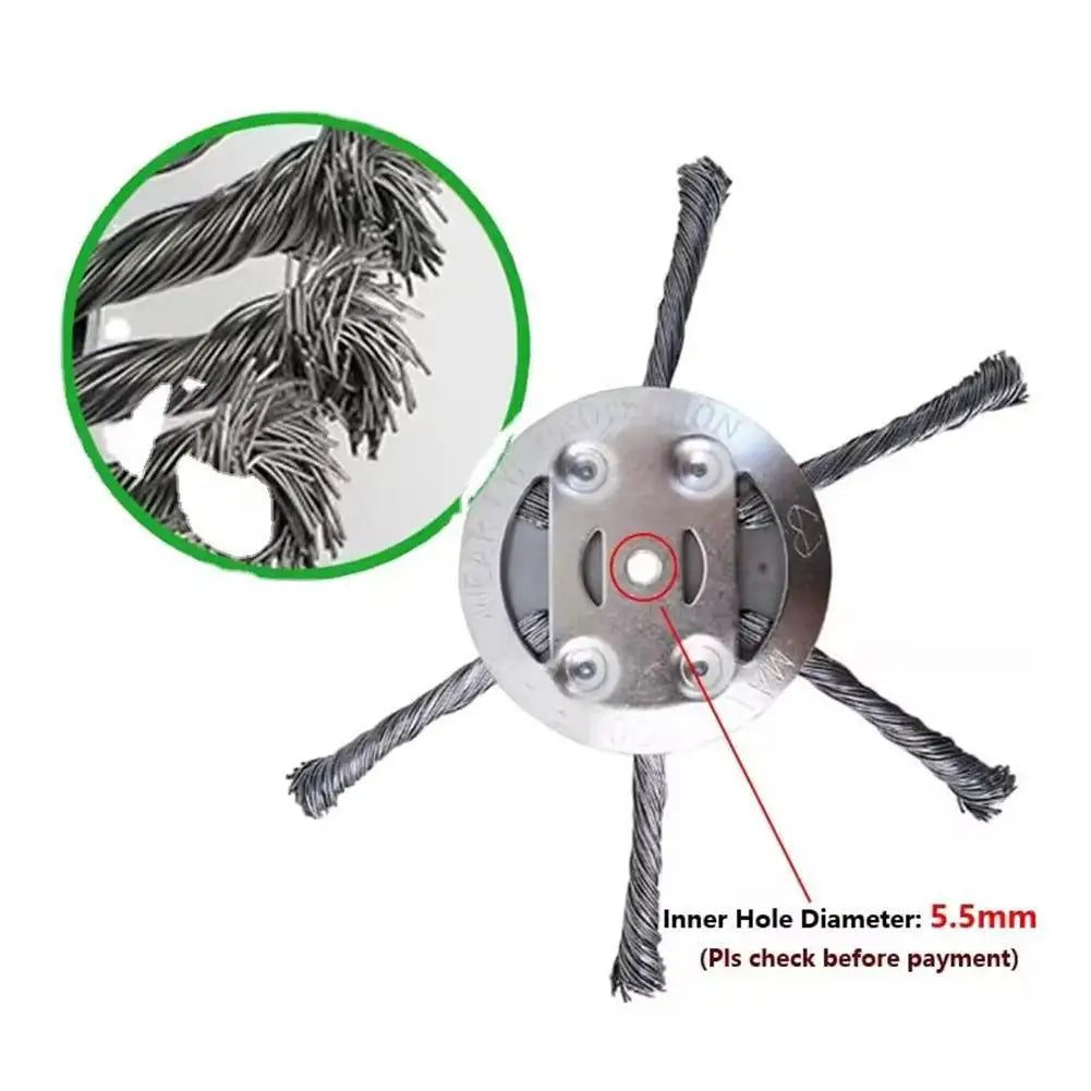 Steel Wire Wheel Grass Trimmer Head – 6" Weeding Brush Trimmer Head Brush Axl