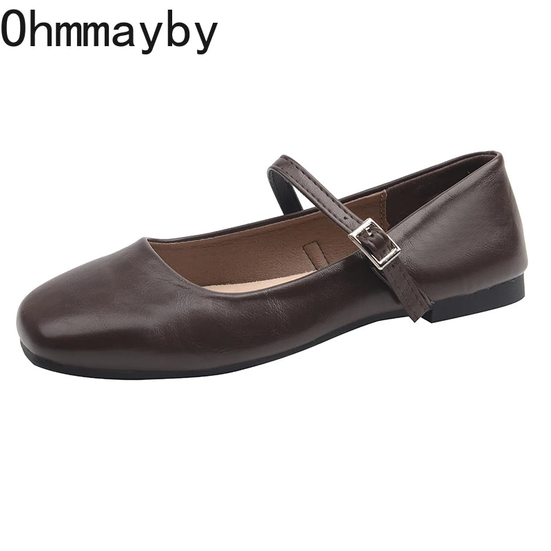 Women's Square Toe Ballet Flats – Mary Jane Buckle Shoes Ballet Flats Axl