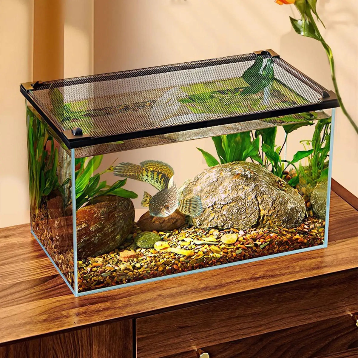 Aquarium Fish Tank Mesh Lid – Magnetic Anti-Jump Cover Aquarium Mesh Lid Axl