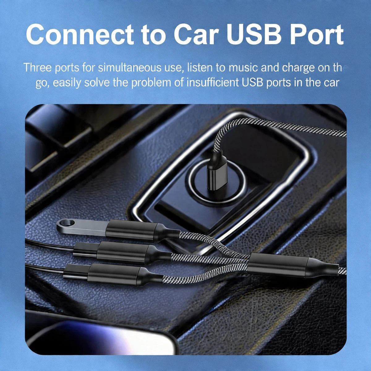 3-in-1 USB-A & Type-C Splitter Cable Hub Adapter 28cm USB Hub Adapter Axl