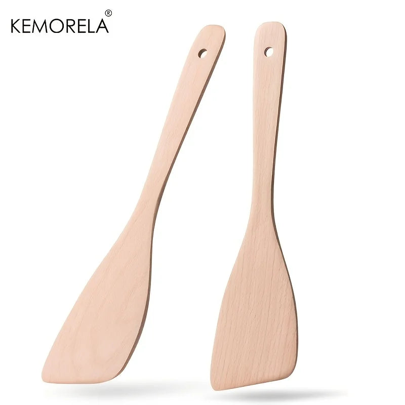 KEMORELA Wooden Non-Stick Spatula Set – Long Handle 1/2 PCS Wooden Spatula Set Axl