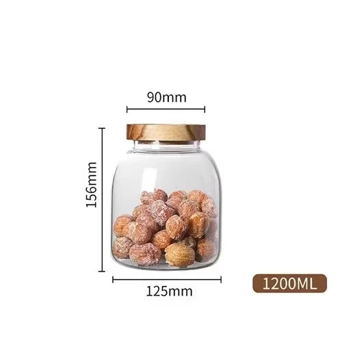 Large Glass Coffee Bean Storage Jar with Sealed Wooden Lid Glass Storage Jar Axl 1200ML