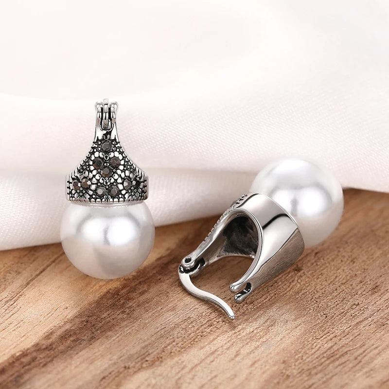 Huitan Vintage Pearl Drop Earrings – Rhinestone Fashion Jewelry Pearl Drop Earrings Axl E3730