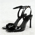 Women's Patent Leather High Heel Ankle Strap Sandals High Heel Sandals Axl Black 10 cm 37