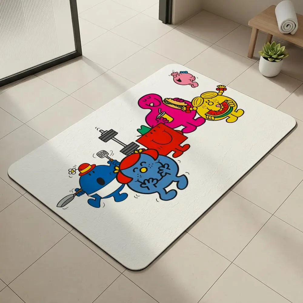 Mr. Men Little Miss Diatomite Bath Mat – Non-Slip, Quick Dry Diatomite Bath Mat Axl White5 40x60cm