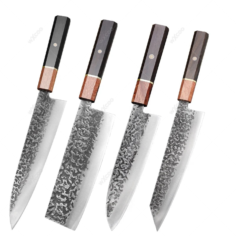 WXCOO Professional Chef Knife Set – Santoku & Meat Cleaver Chef Knife Set Axl 4pcs