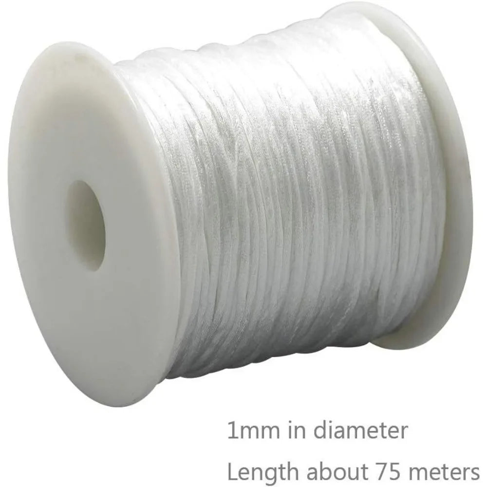 82 Yards 1mm Nylon Rattail Cord – Silky Beading & Knotting Thread Jewelry Making Cord Axl
