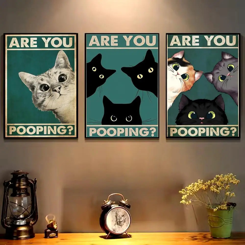 Funny Cat Canvas Wall Art – "Are You Pooping?" HD Print Poster Canvas Wall Art Axl
