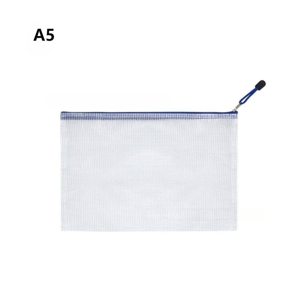 PVC Transparent Mesh Zipper File Bags | 1 or 3 Pack Storage Zipper File Bag Axl S-1PC